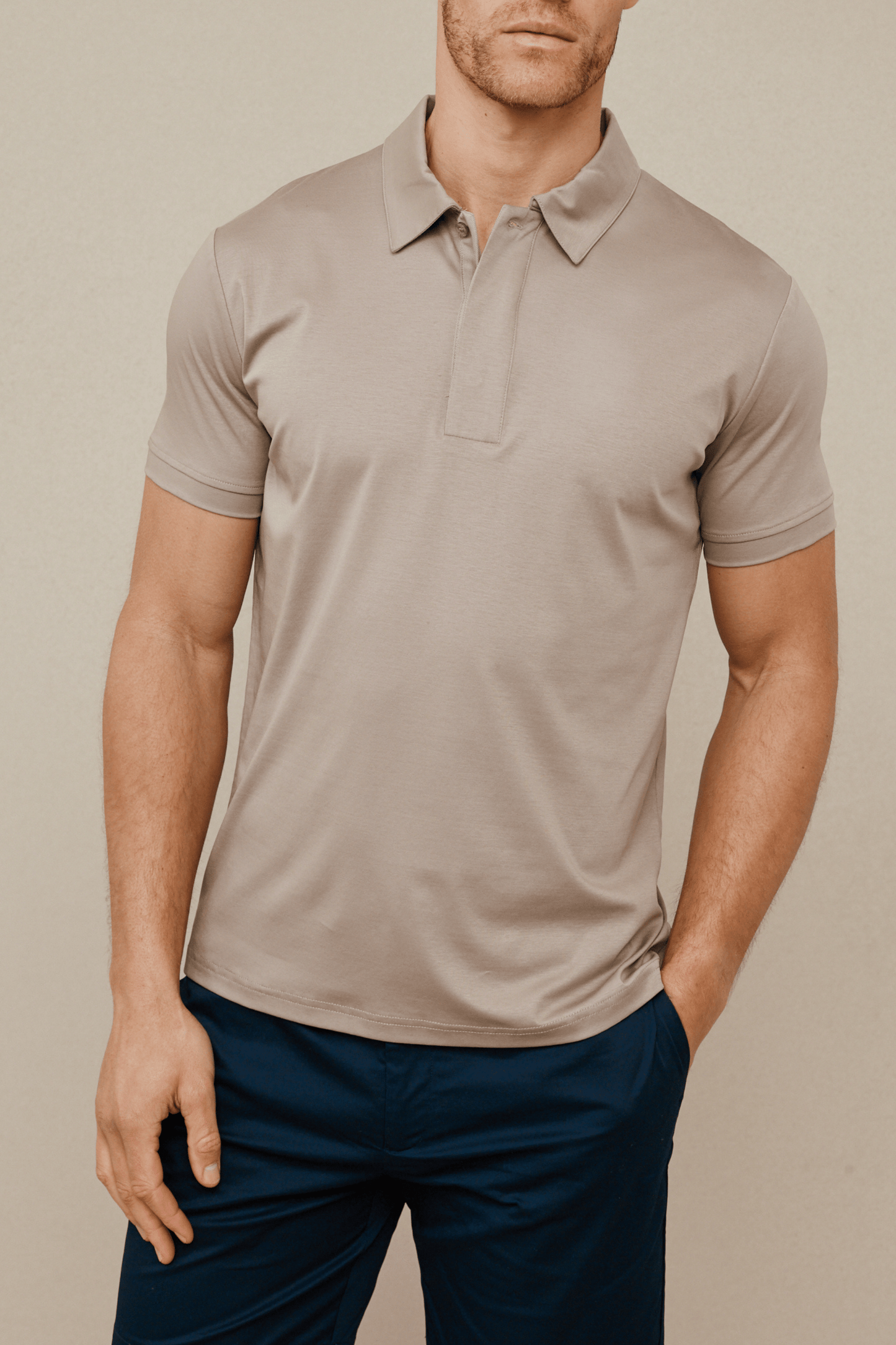 Santi Mercerised Polo Shirt -Sand