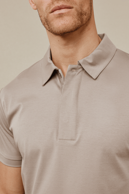 Santi Mercerised Polo Shirt -Sand