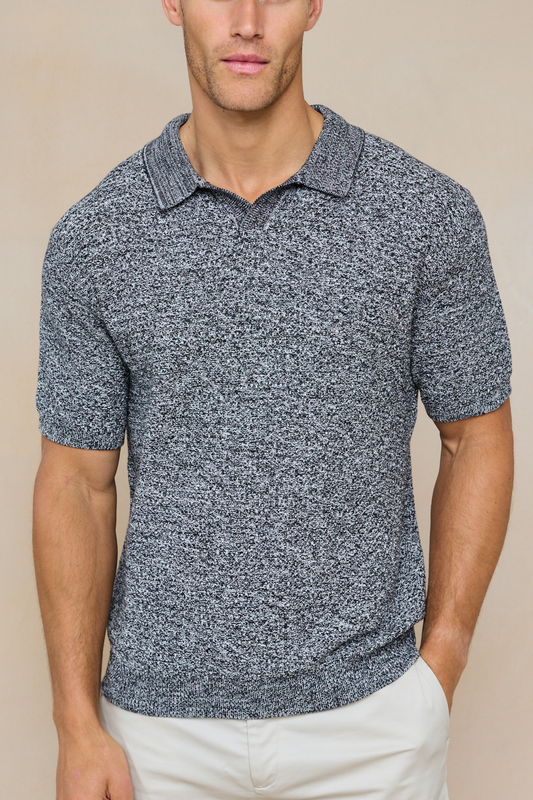 Rapha Cotton Knit Polo - Grey Marl