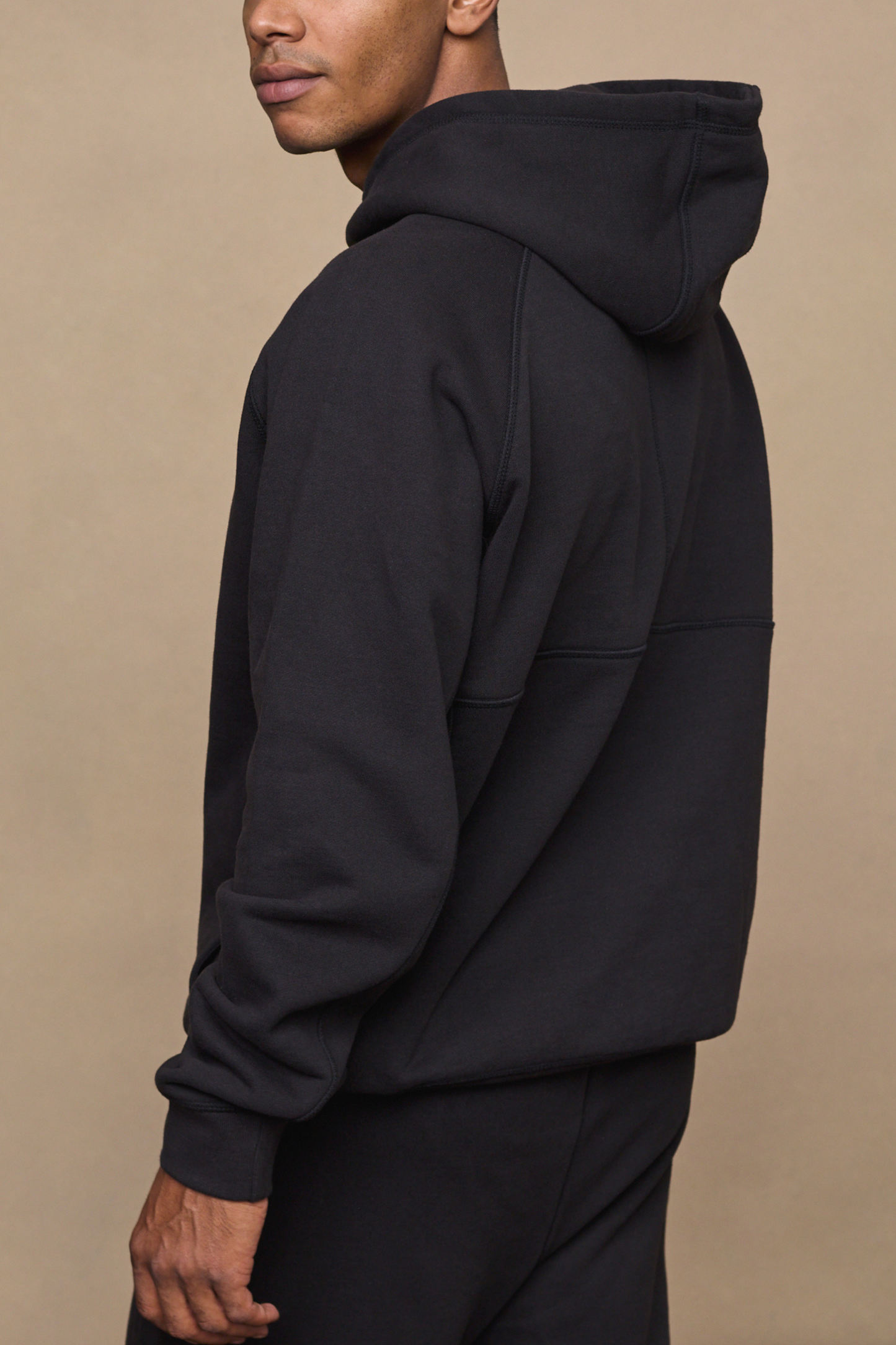 Axel Relaxed Panelled Hoodie - Black