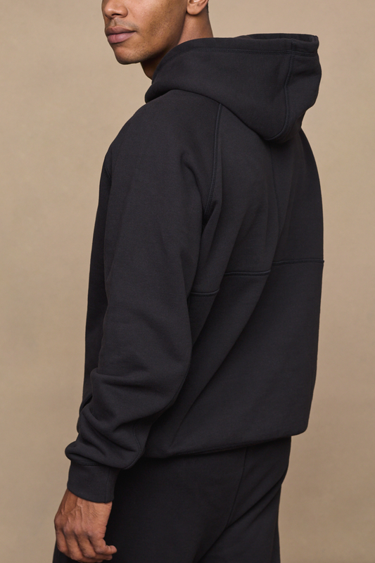 Axel Relaxed Panelled Hoodie - Black