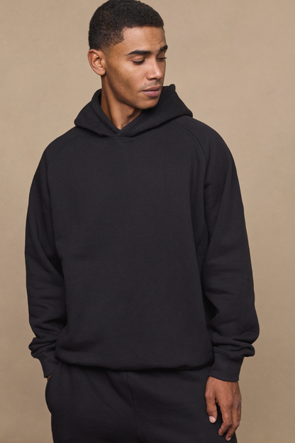 Axel Relaxed Panelled Hoodie - Black