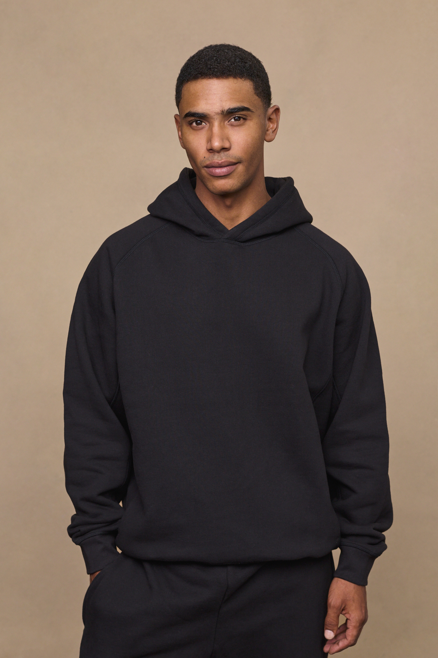 Axel Relaxed Panelled Hoodie - Black