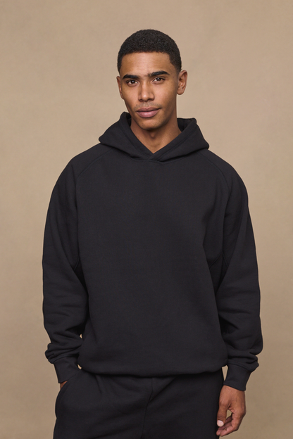 Axel Relaxed Panelled Hoodie - Black