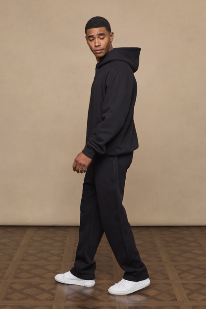 Axel Relaxed Panelled Hoodie - Black