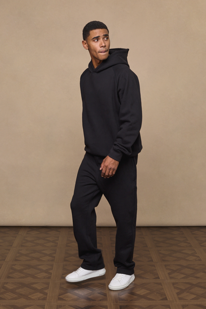 Axel Relaxed Panelled Hoodie - Black