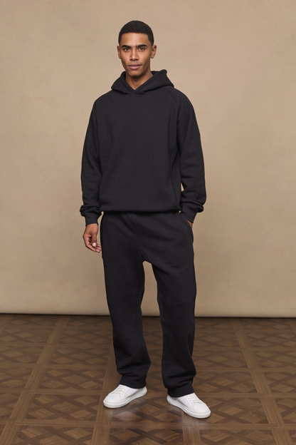 Axel Relaxed Panelled Hoodie - Black