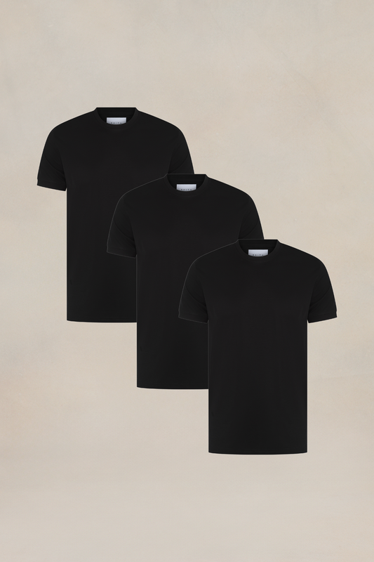 Luxe Mercerised T-Shirt Black - 3 Pack