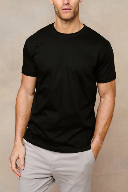 Luxe Mercerised T-Shirt Black - 3 Pack